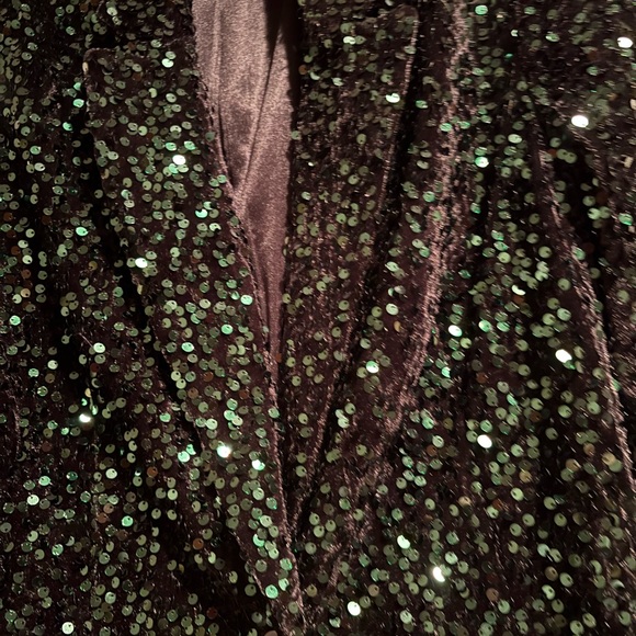 NWOT Sequin Emerald Green Jacket - Picture 3 of 6
